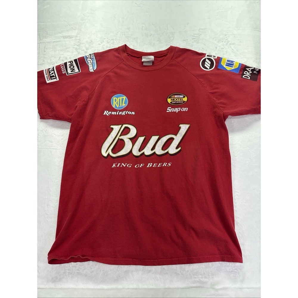 VTG NASCAR Dale Earnhardt Jr Bud King Of Beer T-Shirt Men XL DISTRESSED
